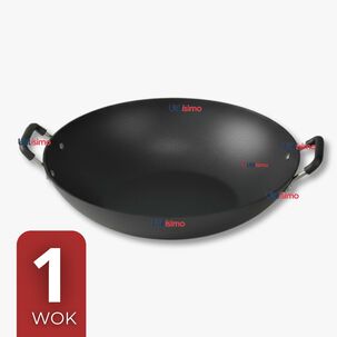 Wok Chino Acero Inoxidable Antiadherente 34cm Color Negro