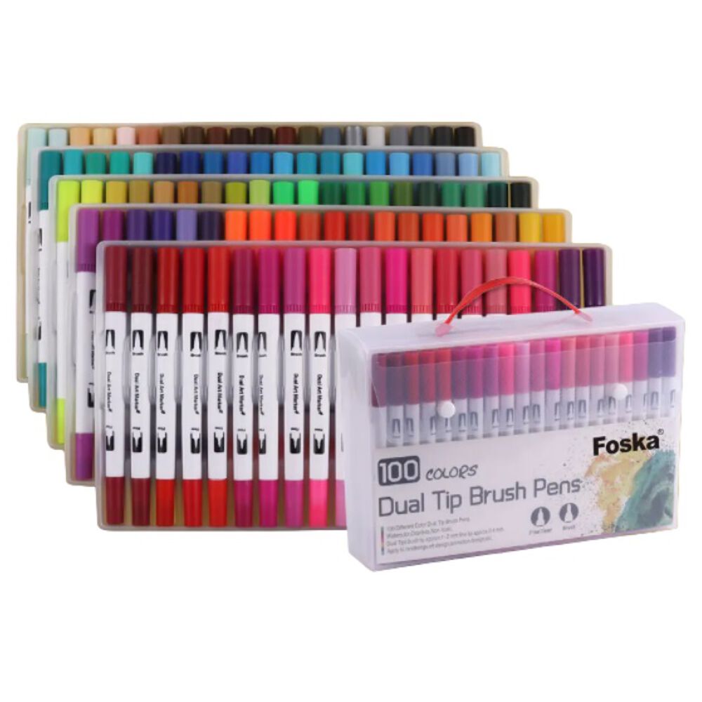 Set 100 Lettering Marcadores Doble Punta Pincel Brush image number 0.0