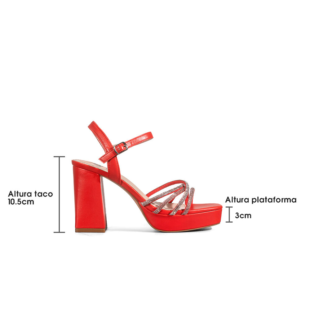 Sandalia Eco Cuero Taco Rojo Fiesta Mujer Weide You205 image number 4.0