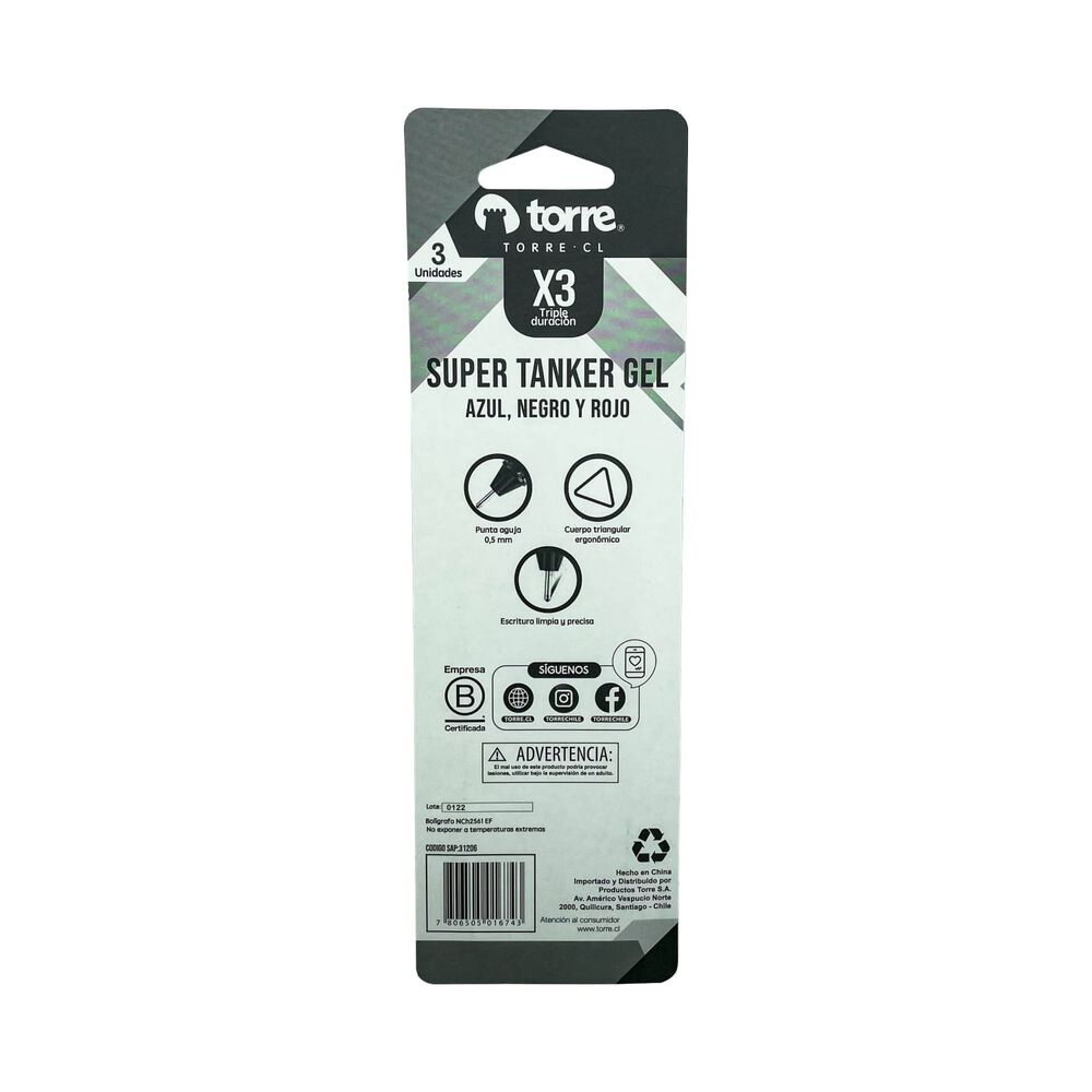 Set 3 Super Tanker 0,5mm Blíster 1a 1n 1r Torre image number 1.0