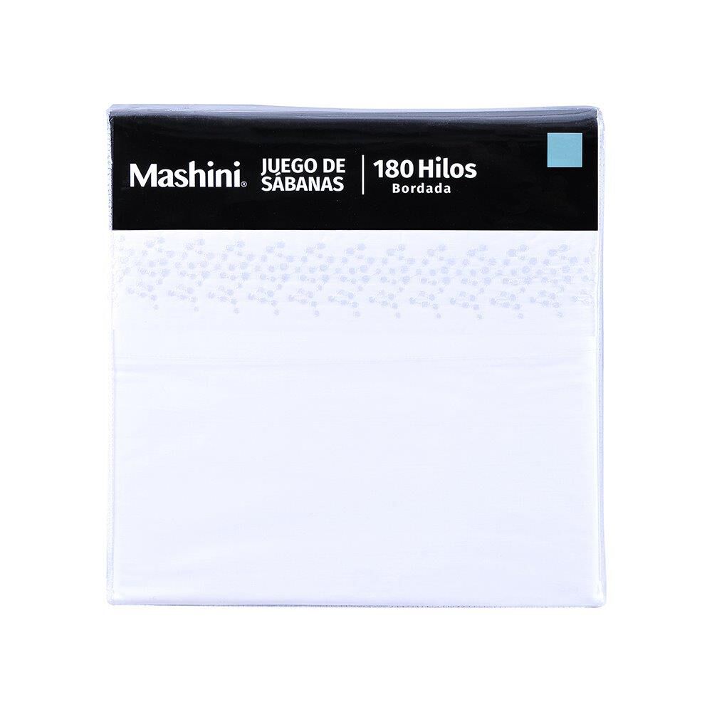 Sabana Bordada 180 Hilos Mashini 1.5 Plazas Puntos Blanco image number 2.0
