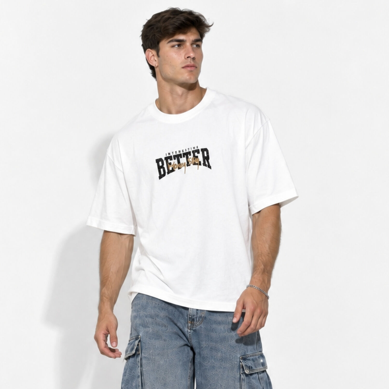 Polera Urbana Hombre Oversize Dise&ntilde;o Casual image number 0.0