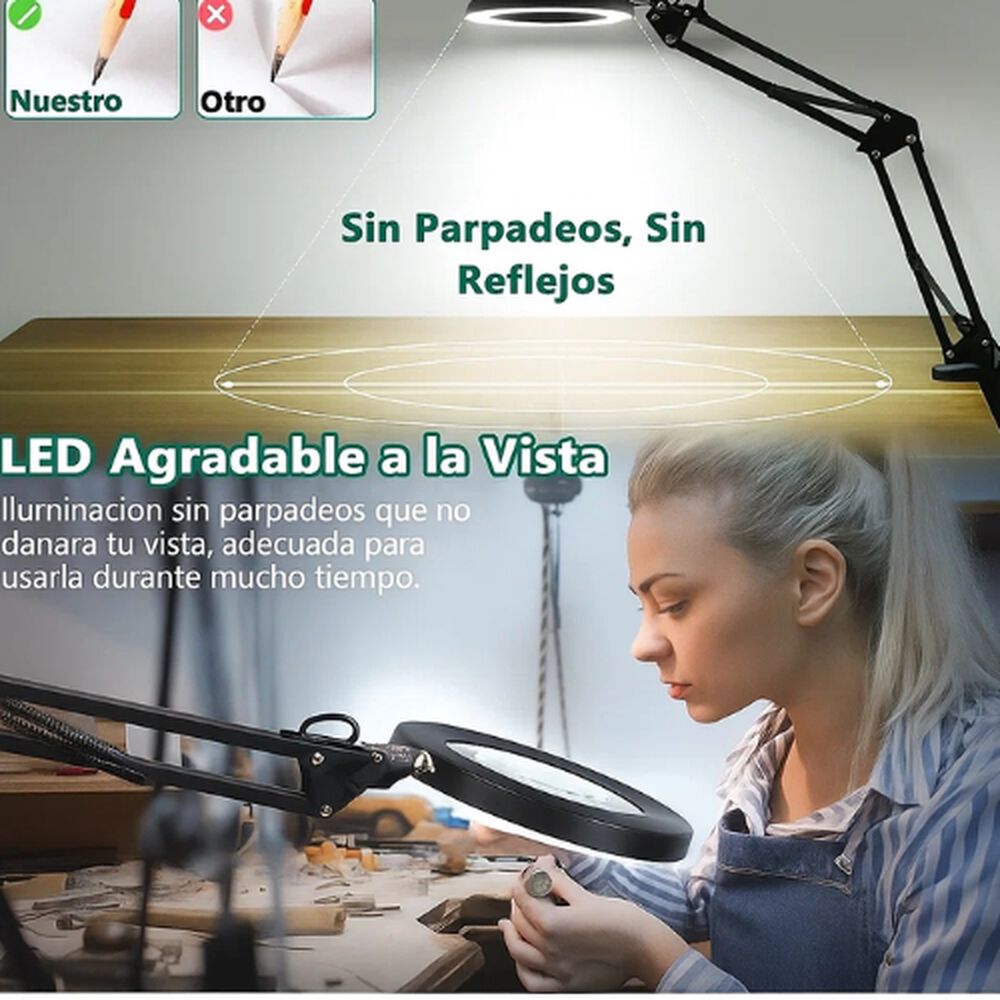 Lampara Lupa De Escritorio Luz Led Lente De Aumento Con Base image number 3.0