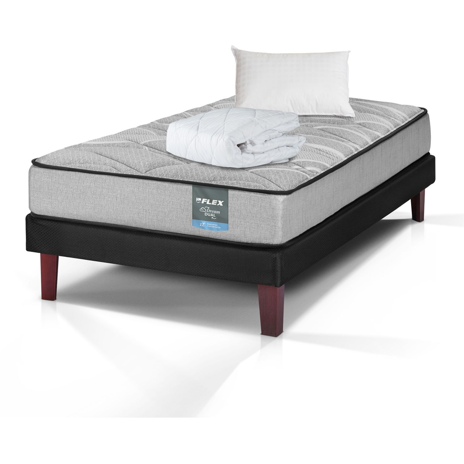 Cama Europea Flex Dream Dual / 1.5 Plazas + Almohada + Cubrecolch&oacute;n image number 2.0