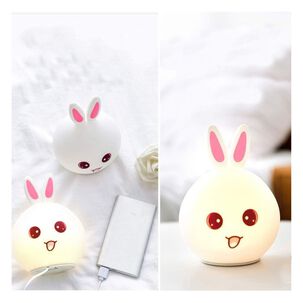 L&aacute;mpara De Noche Silicona Espantacuco Conejo Recargable Led