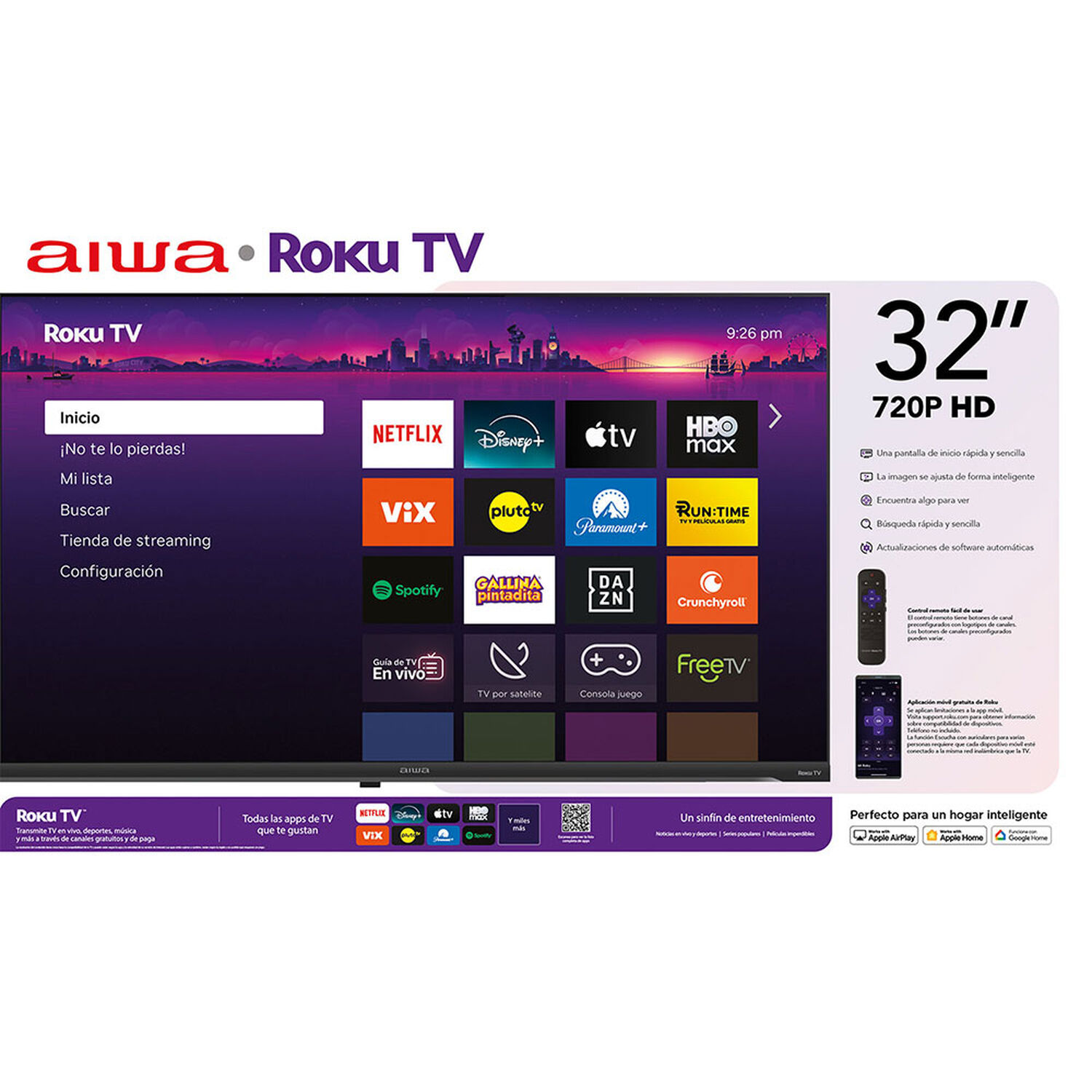 Smart Tv Aiwa 32'' Hd Wifi Sistema Roku Tv image number 1.0