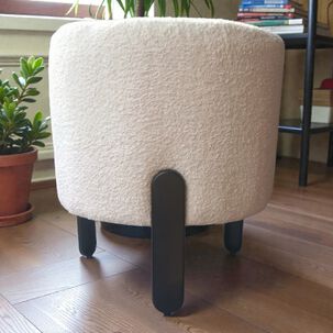Pouf Redondo 3 Patas Blanco De 40 X 40 X 45 De Alto