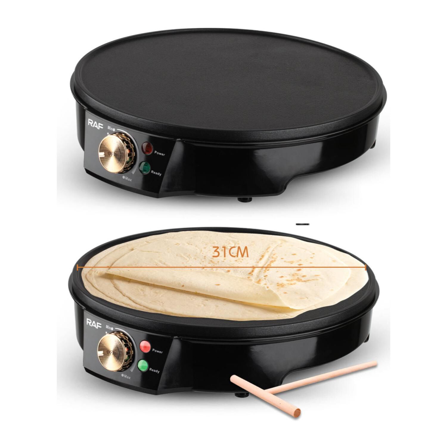 Maquina Panqueque O Asador Sarten Crepe 1200w Negro R528 Raf image number 0.0