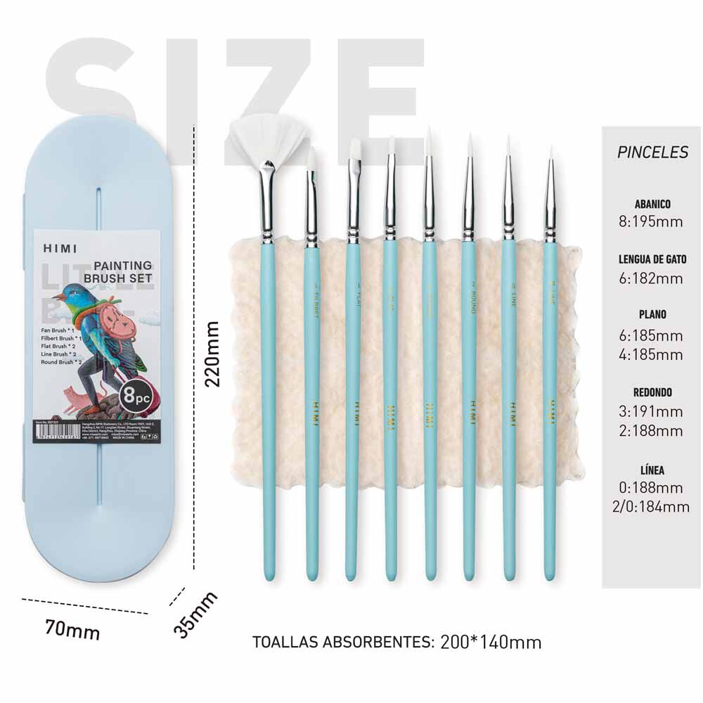Himi - Miya Set De 8 Pinceles Multiforma Azul image number 3.0