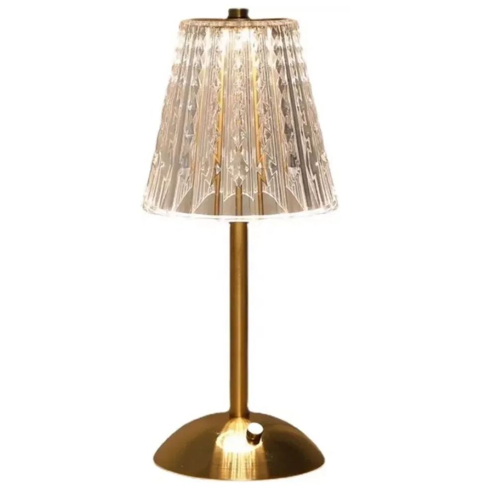Lámpara Mesa Led Táctil Usb Decorativa Dorada Cristal image number 0.0