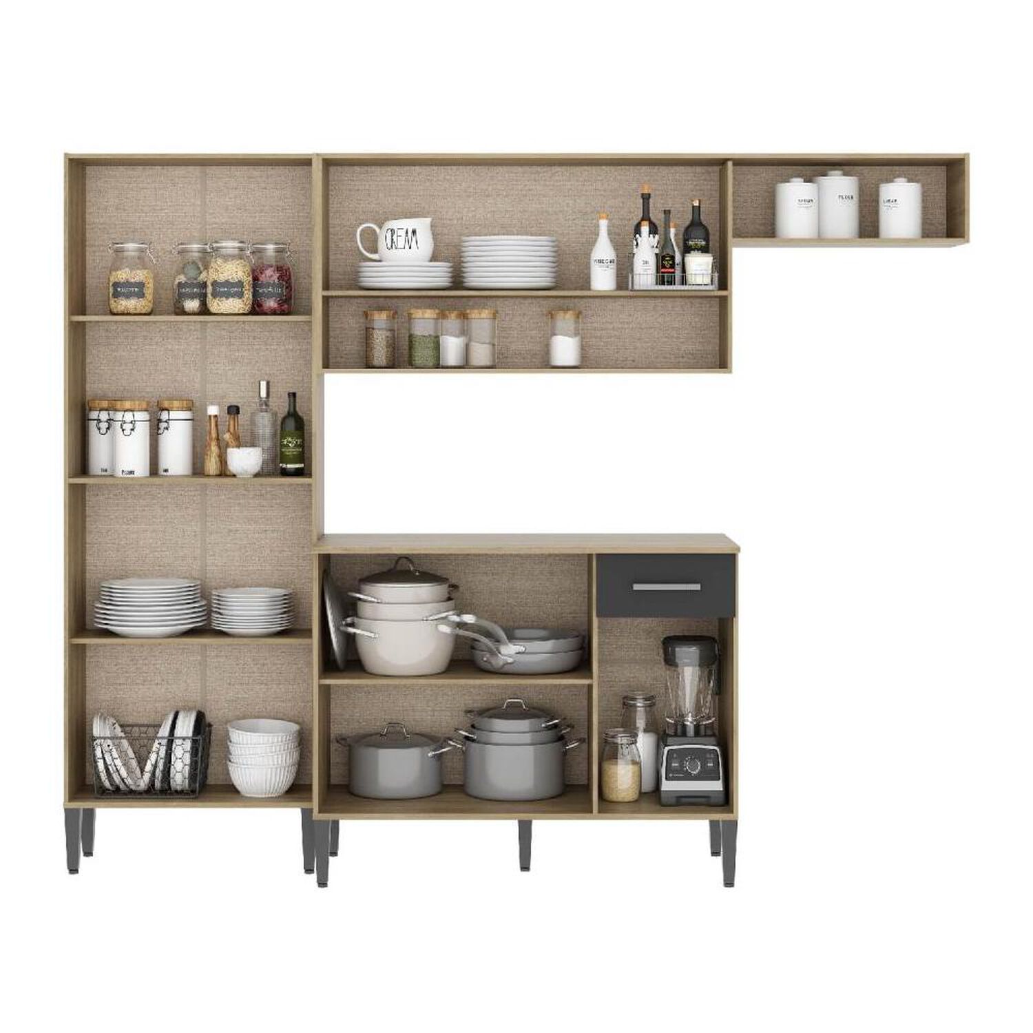 Mueble De Cocina Roca Arizona 4 M&oacute;dulos Blanco-oak image number 4.0