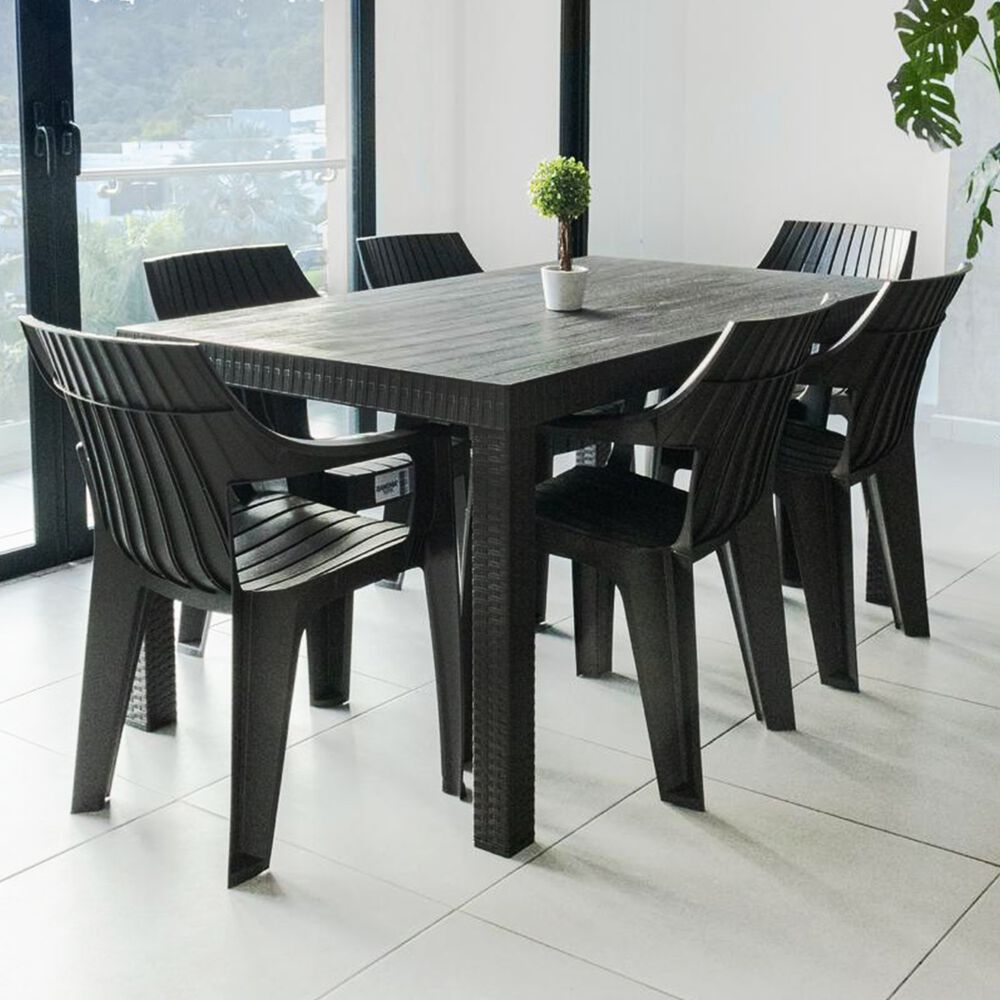 Juego De Comedor Terraza Macao Chocolate 155x90 Cm 6 Sillas image number 0.0