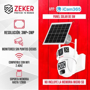 Camara De Seguridad Solar Vigilancia Exterior Doble Zeker