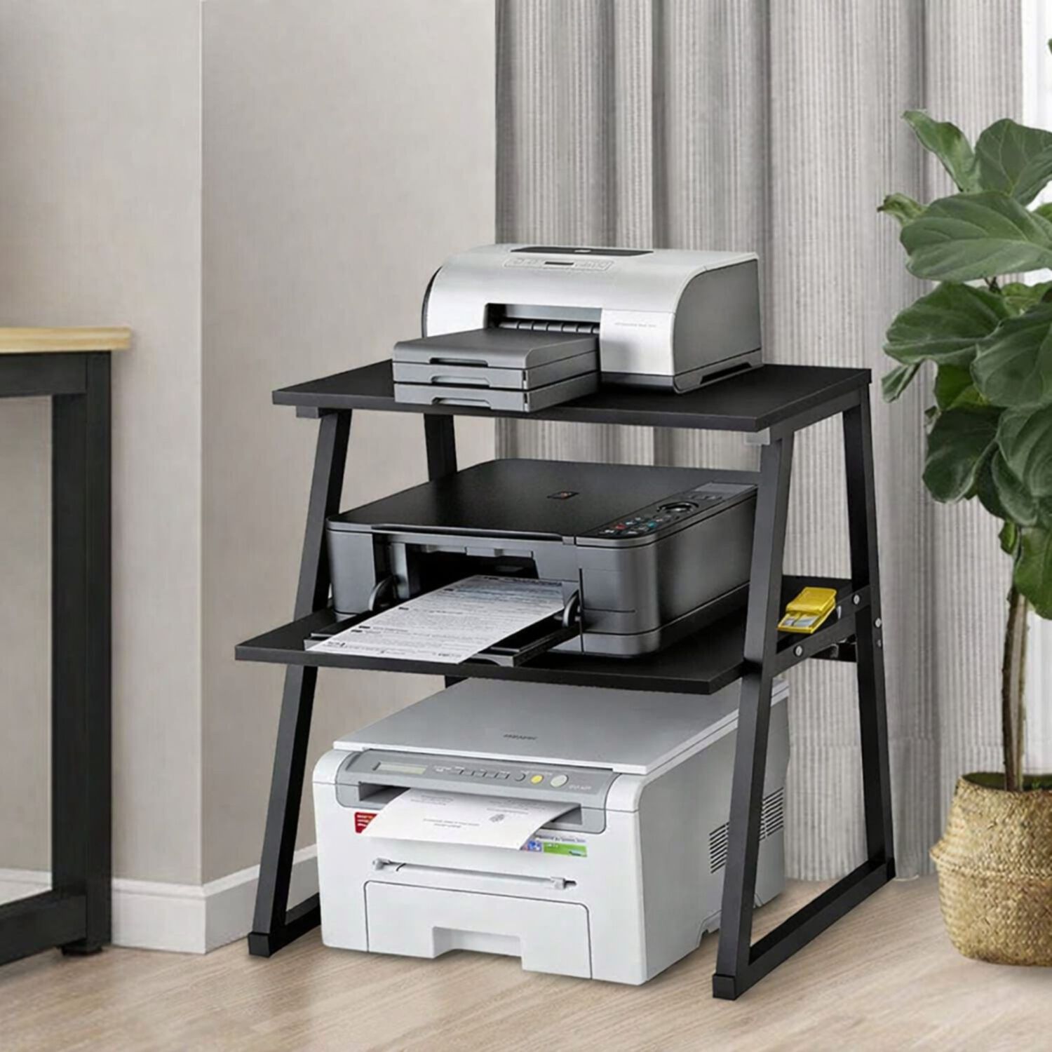 Soporte Para Impresora 2 Niveles Mdf Negro image number 1.0