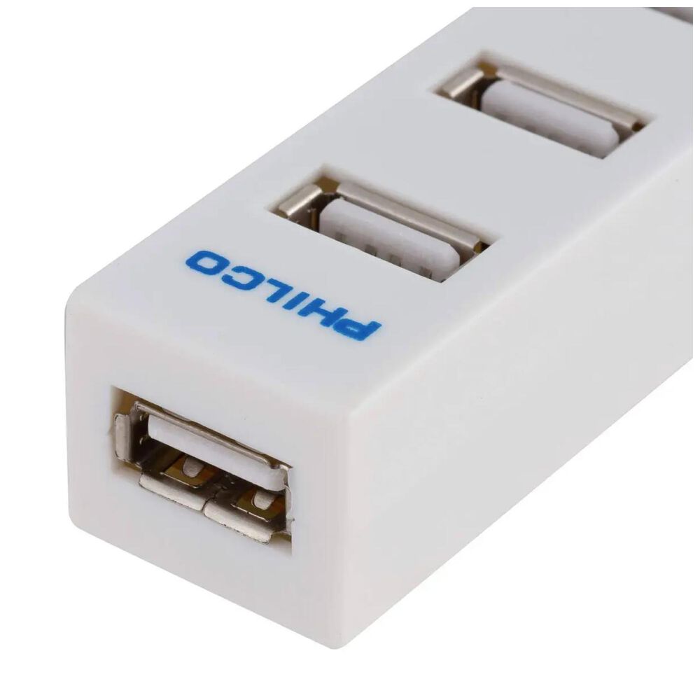 Mini Hub 2.0 4 Puertos Usb Con Encendedor Blanco image number 1.0