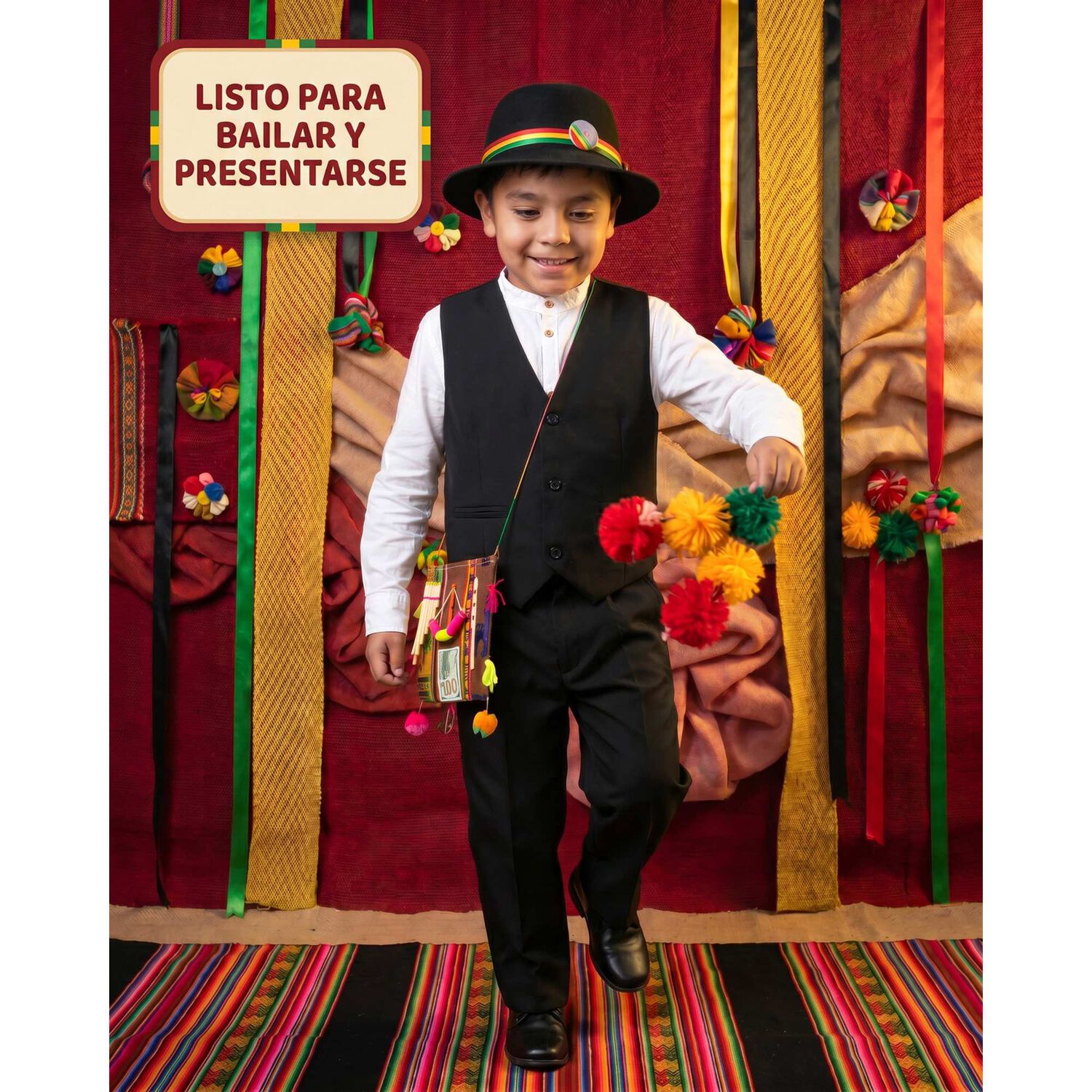 Traje Trote Nortino Completo Falda Y Punta Baile Para Ni&ntilde;a image number 23.0