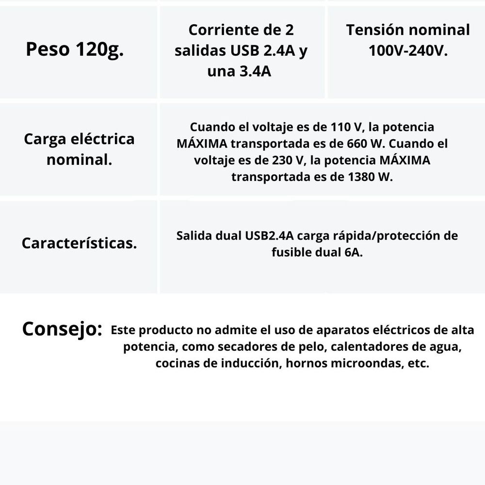 Adaptador Enchufe Multifuncional Universal Usb 100v/240v image number 4.0