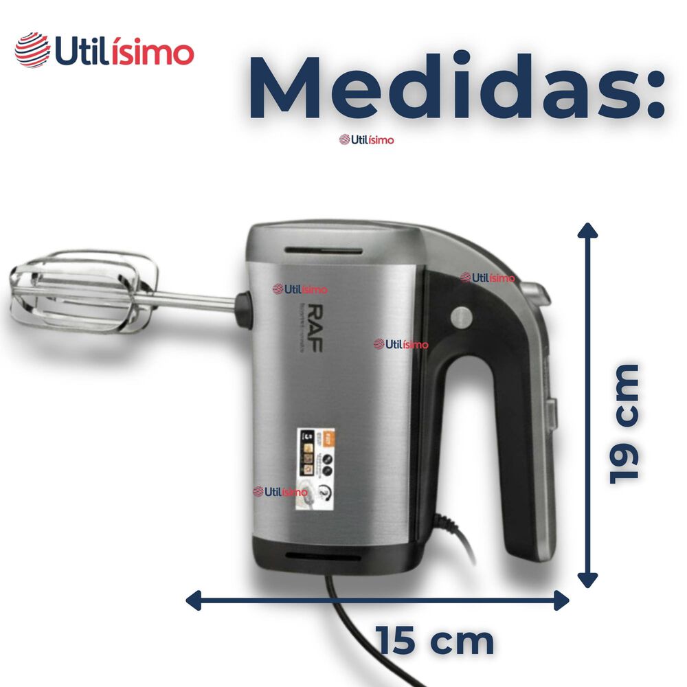 Batidora Electrica 5 Velocidades De Mano Raf Acero Inoxidable Mutifuncional image number 4.0