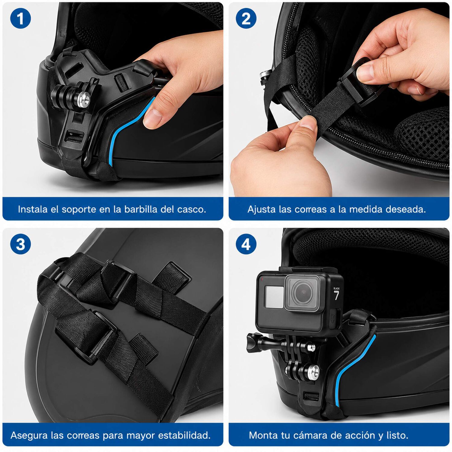 Soporte Barbilla Para Casco Gopro C&aacute;mara Deportiva Negro image number 9.0