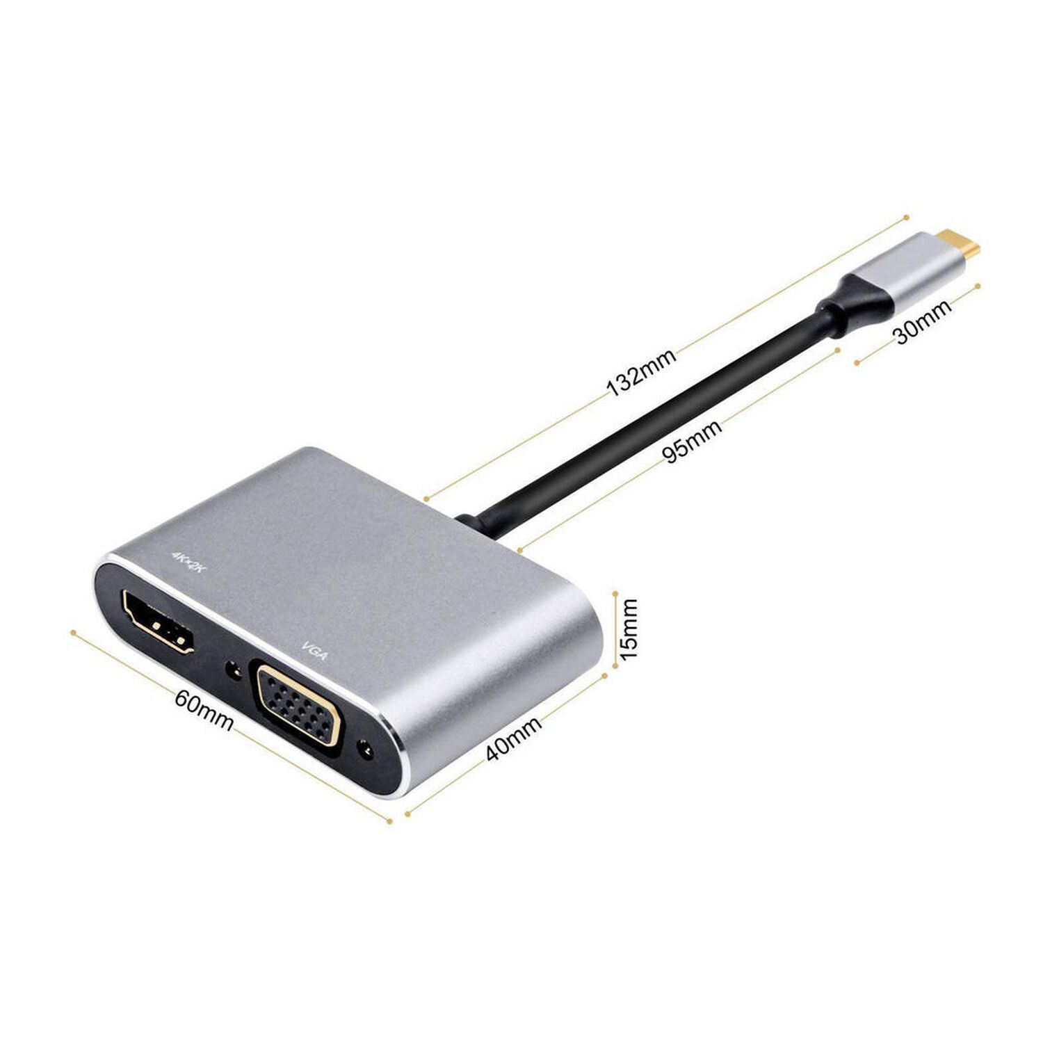 Hub Adaptador 4 En 1 Type-c A Hdmi 4k + Vga + Usb 3.0+ Usb C image number 3.0