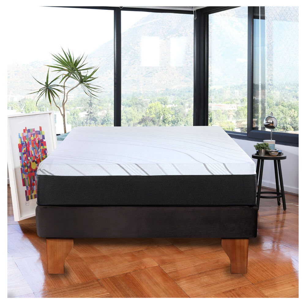 Cama Europea Zen Pro 1.5 Plazas Tela Velvet Negro image number 0.0