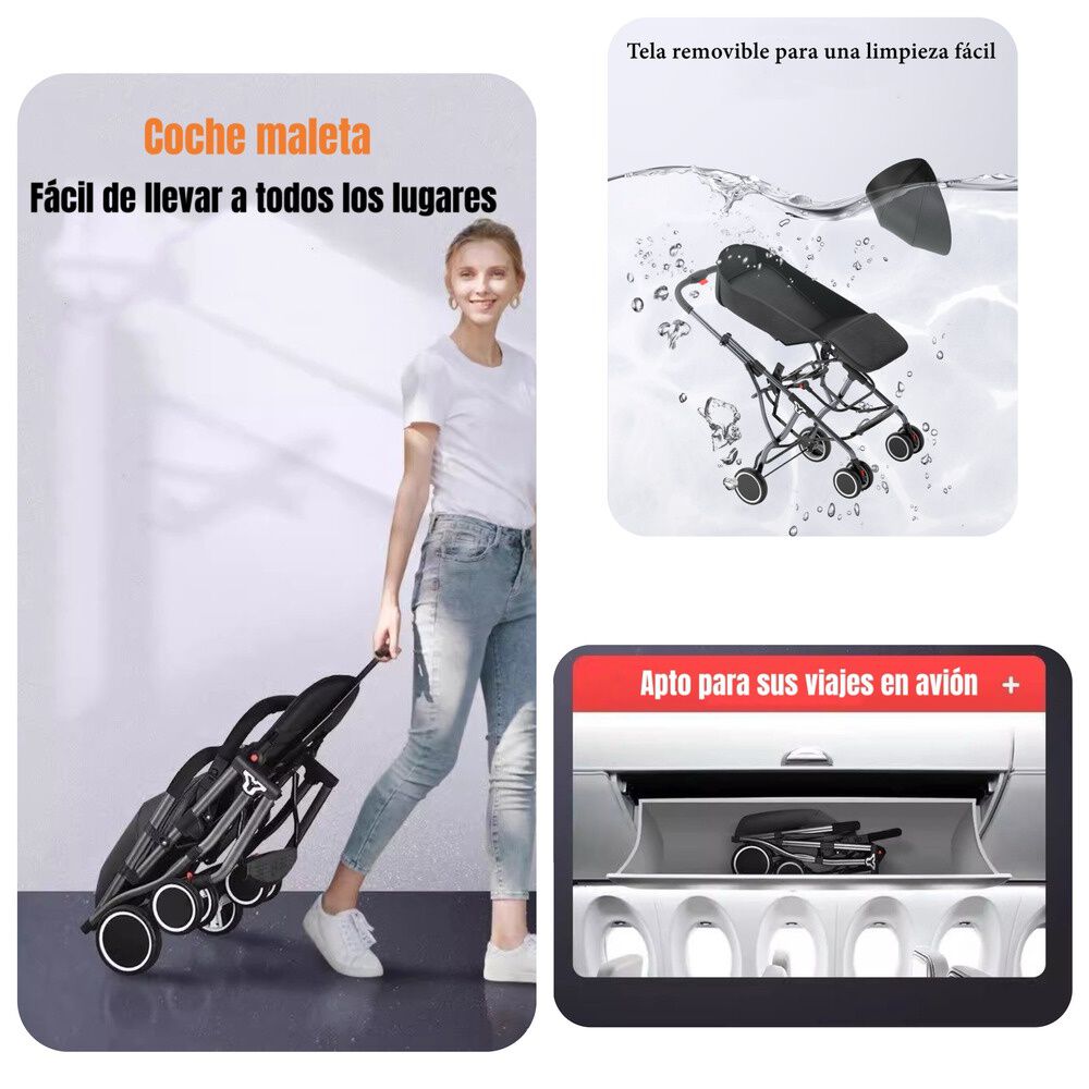 Coche De Paseo Compacto Con Accesorios Lubabycas Rojo image number 3.0