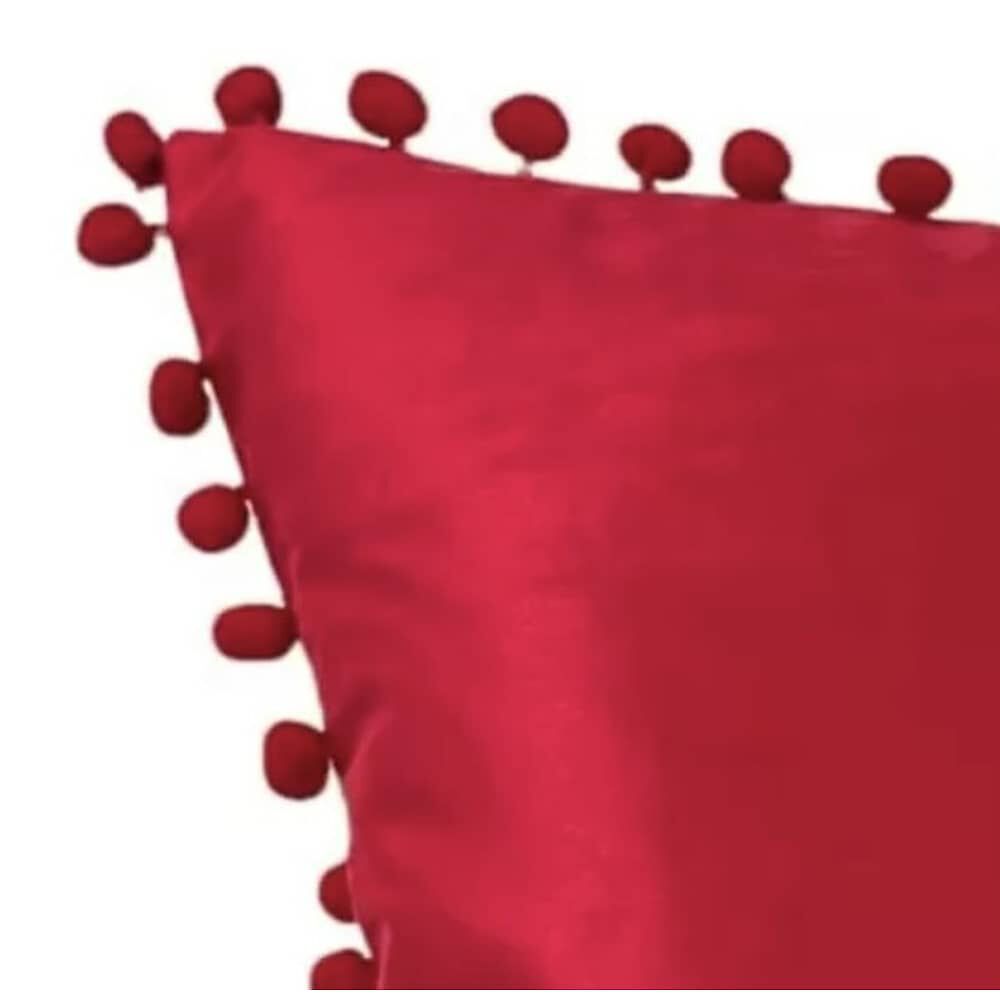 Funda De Cojines Con Pompones. Medida 45x45. Terciopelo. Rojo image number 2.0
