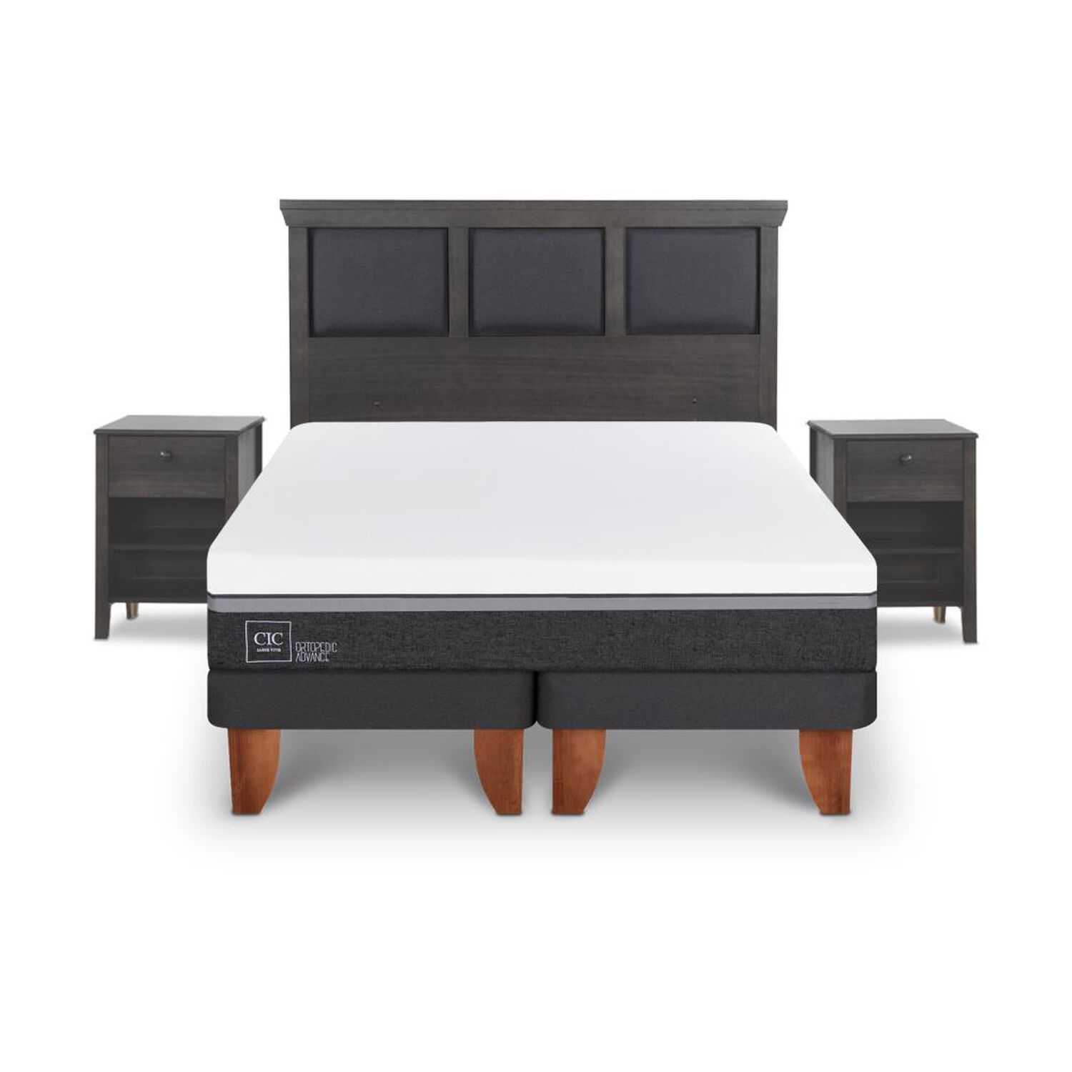 Cama Europea Cic Ortopedic Advance / 2 Plazas / Base Dividida + Set De Maderas image number 0.0