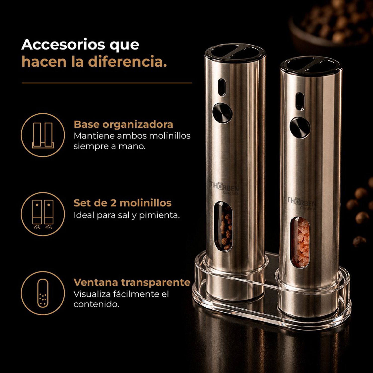 Moledor De Especias Thor Usb Deluxe Grinder Set image number 4.0