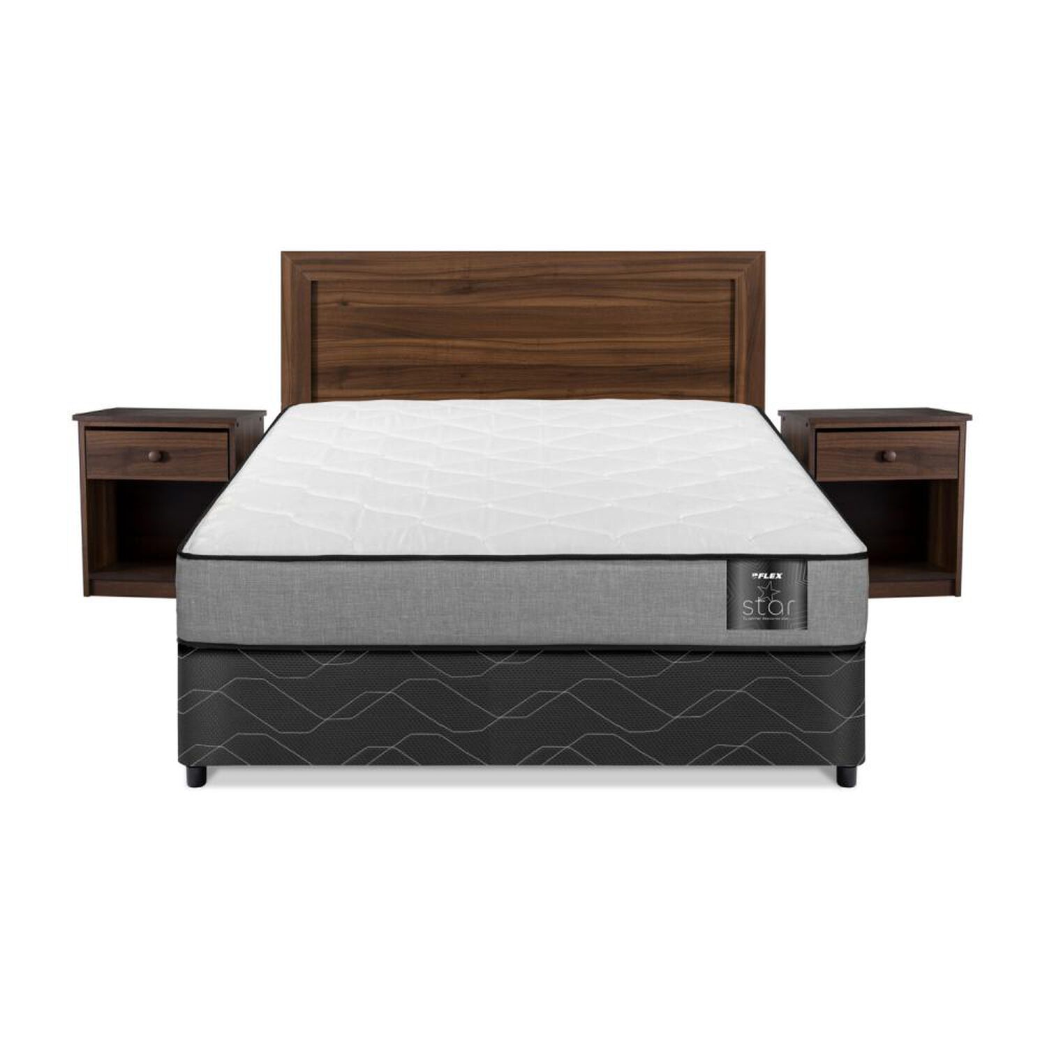 Cama Americana Flex Star / 2 Plazas / Base Normal + Set De Maderas image number 1.0