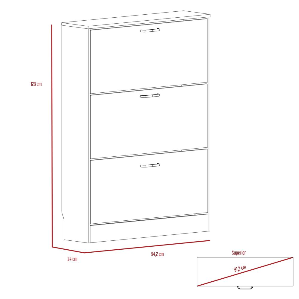 Zapatero 3 Cajones Amplios Fm-002c Caf&eacute; Claro Blanco image number 9.0