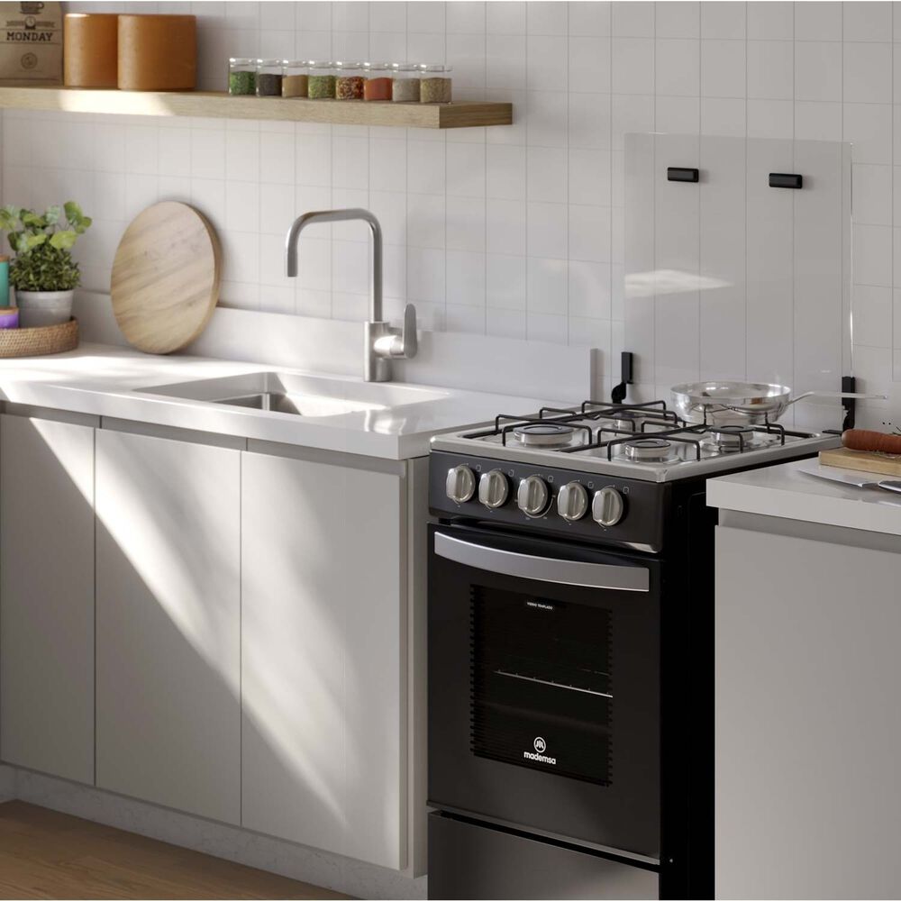 Cocina A Gas 4 Platos Limpiafácil Y Tapa Vidrio Fm4lp Negra image number 4.0