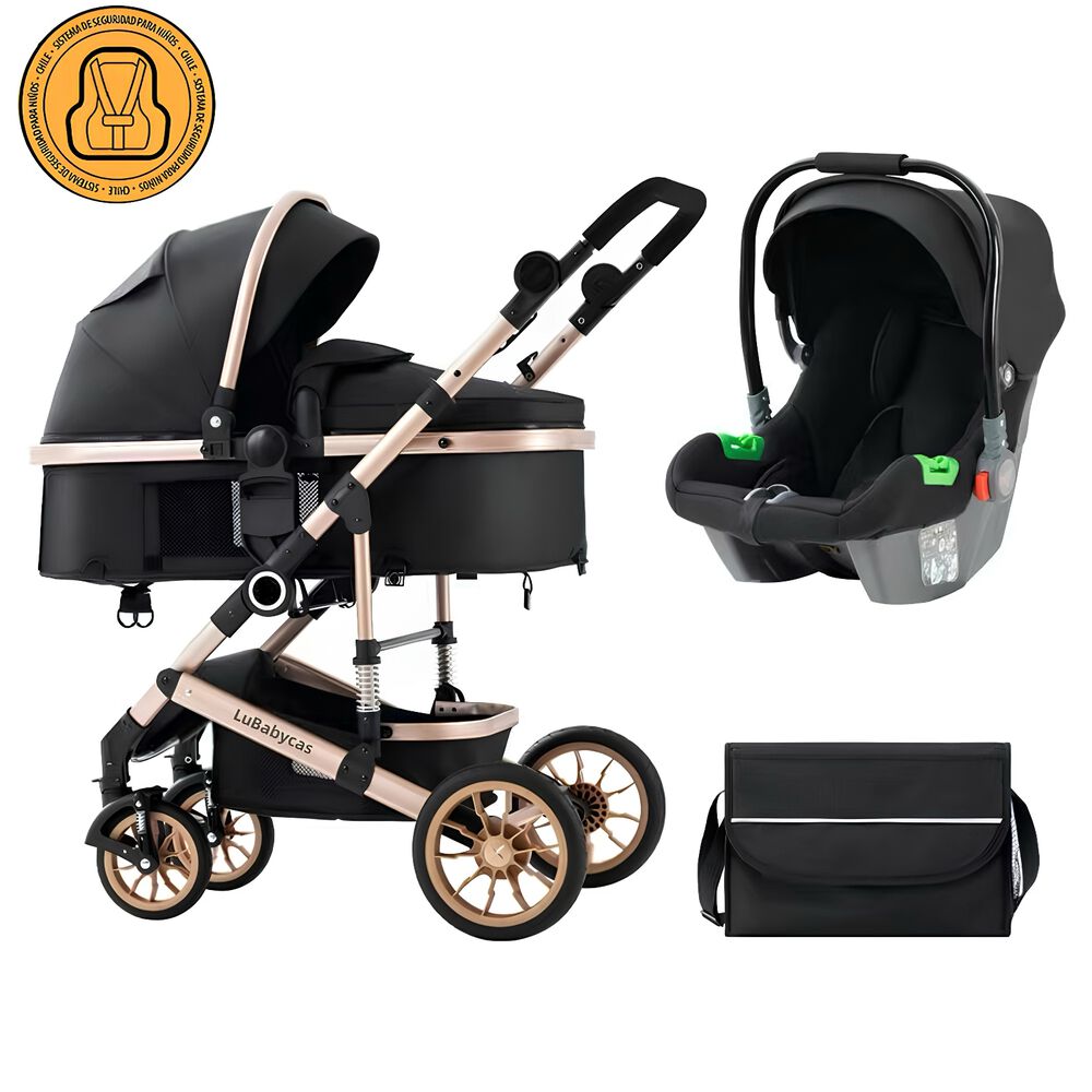 Coche Travel System Con Accesorios Musso Negro Lubabycas image number 0.0