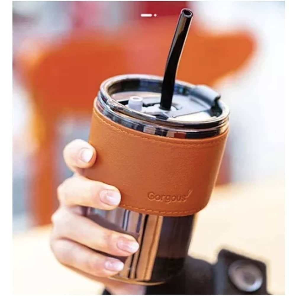 Vaso Taza De Vidrio Con Tapa Herm&eacute;tica Y Bombilla 400 Ml image number 2.0