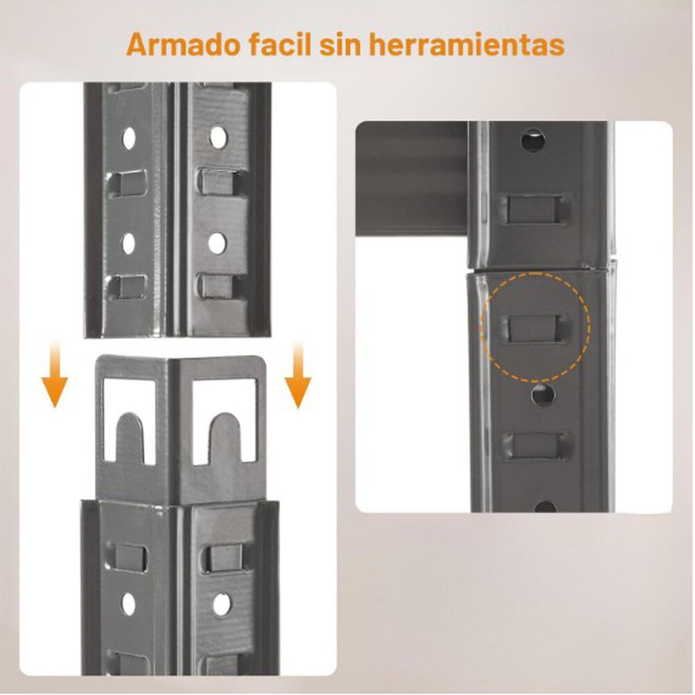 Estante Met&aacute;lico Armable 180x90x40 Armado Facil Sin Pernos image number 3.0