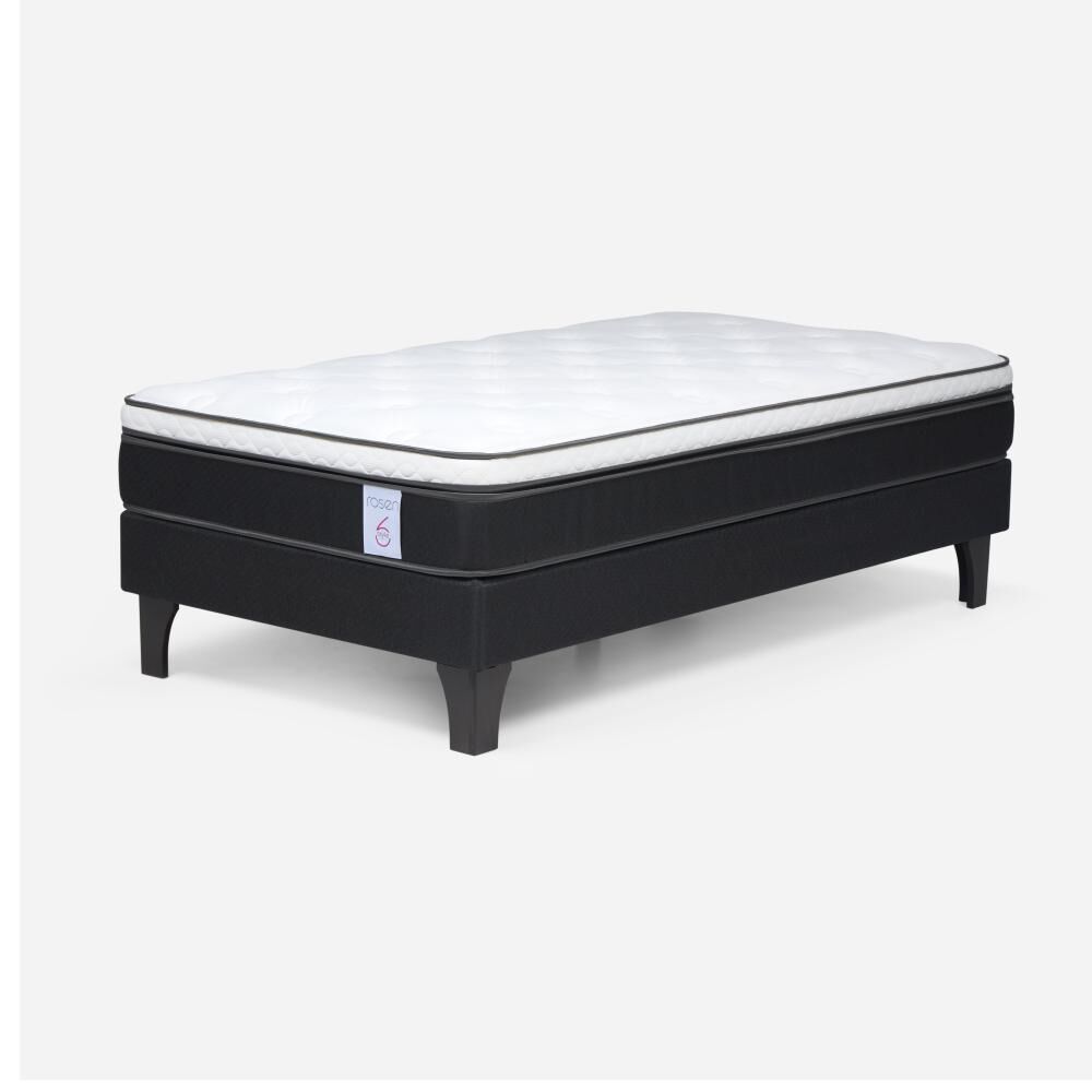 Cama Europea Rosen New Style 6 / 1.5 Plazas / Base Normal  + Respaldo Rachel Gris image number 6.0