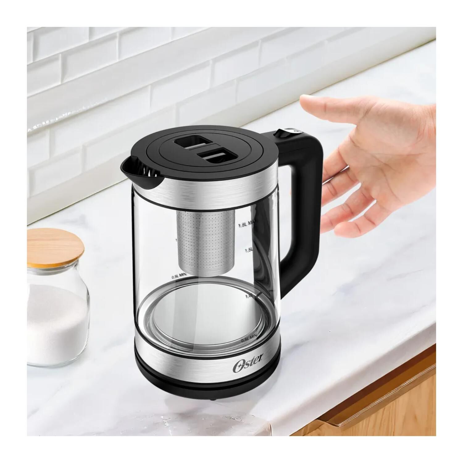 Hervidor Electrico De Vidrio 1800ml 1850w Bvstkt5803b Oster image number 2.0