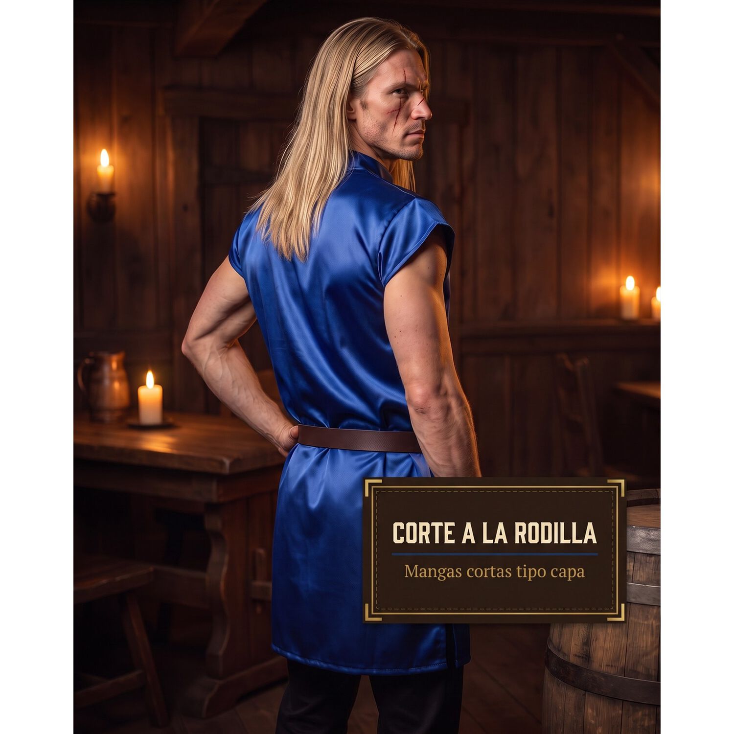 Traje Vestido T&uacute;nica Disfraz Medieval Celta Vikingo image number 45.0