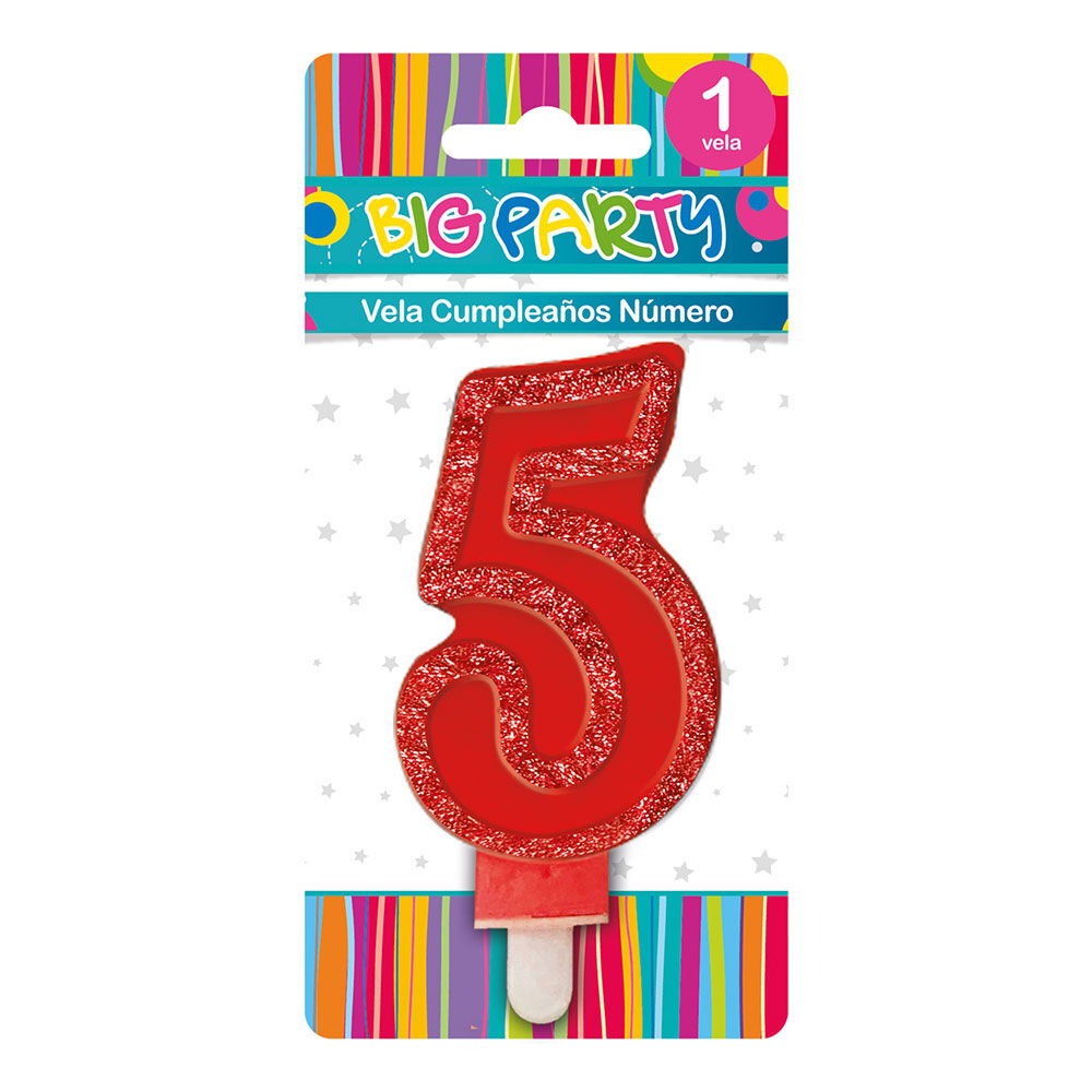 Vela Color Borde Glitter N5 Big Party image number 0.0