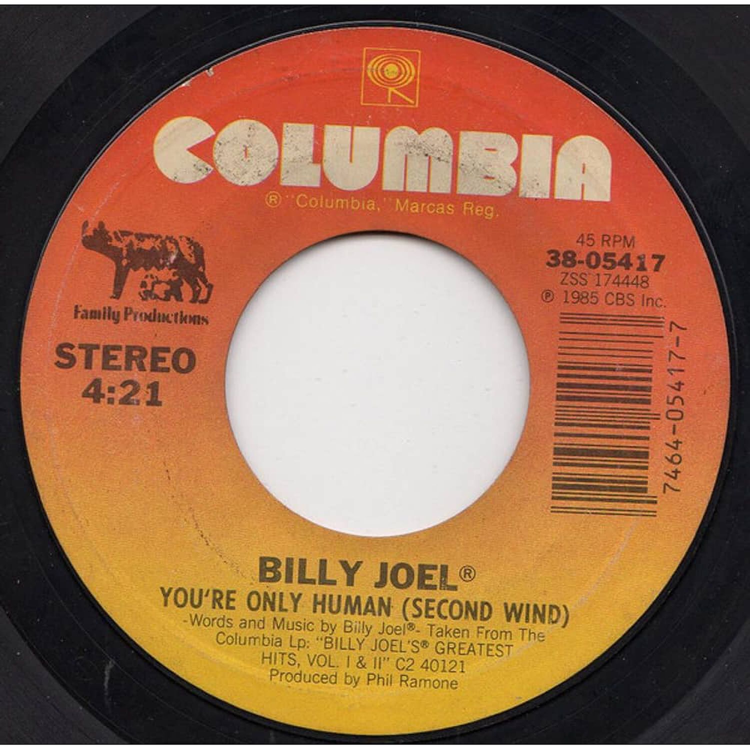 Billy Joel - You're Only Human | 7" Single Vinilo Usado image number 3.0