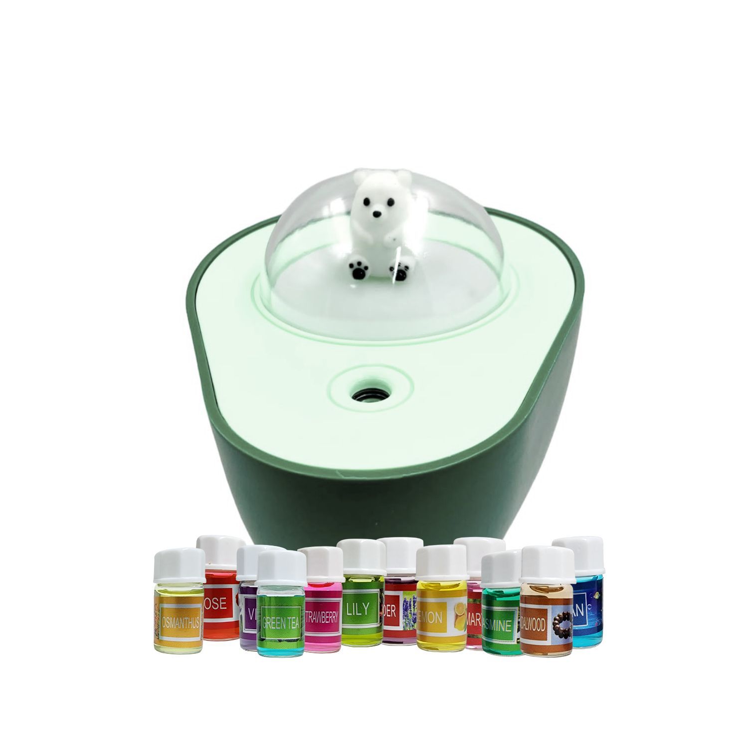 Pack Humidificador Forma De Palta + 12 Esencias Aromaticas image number 1.0