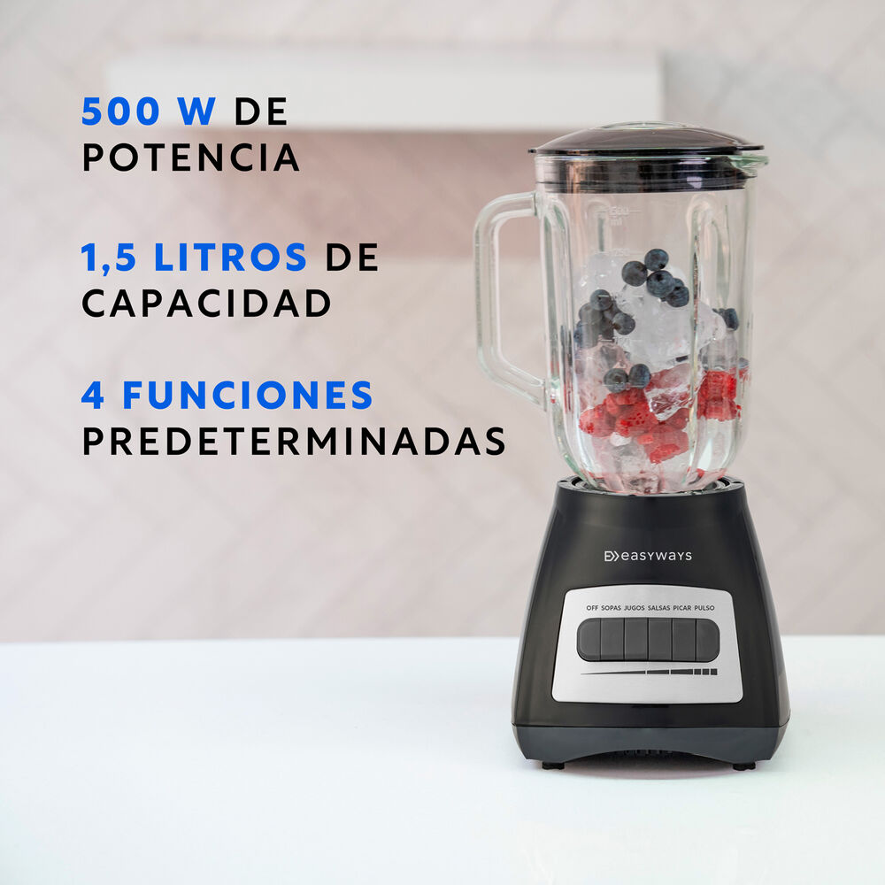 Licuadora Crush N' Roll Negra 1,5 Litros Easyways image number 2.0