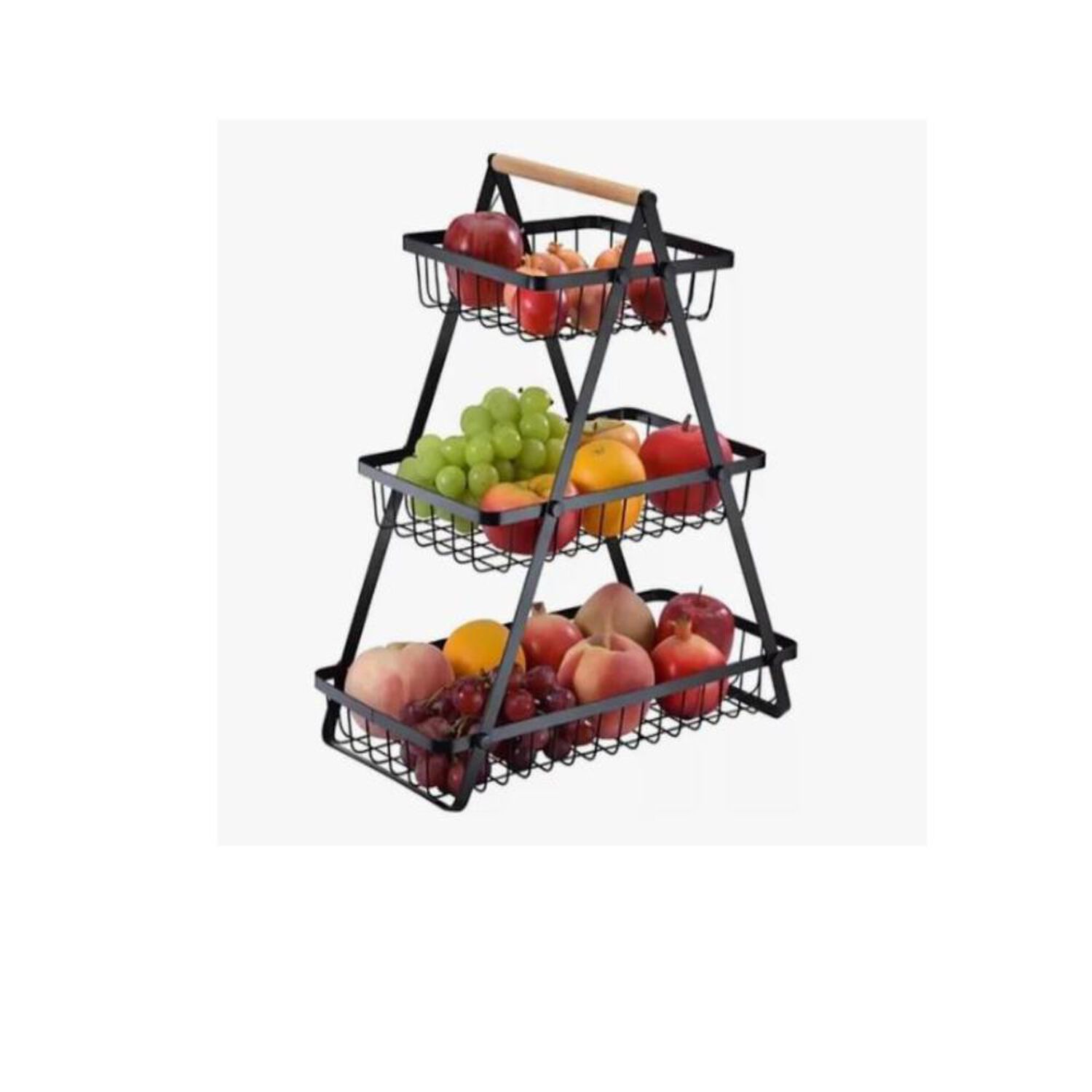 Cesta Frutas Vegetales Organizador Acero/madera 3 Niveles image number 6.0