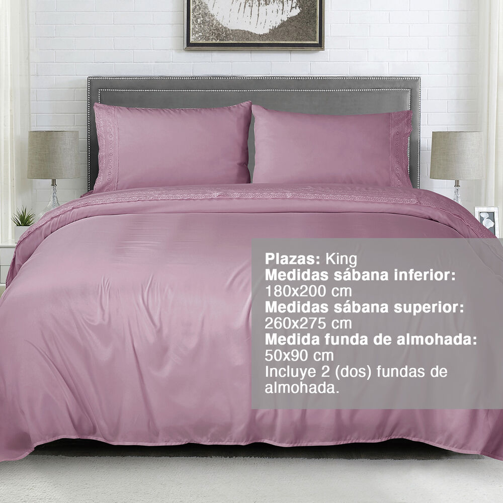 Sábana Broderie King Lila image number 1.0