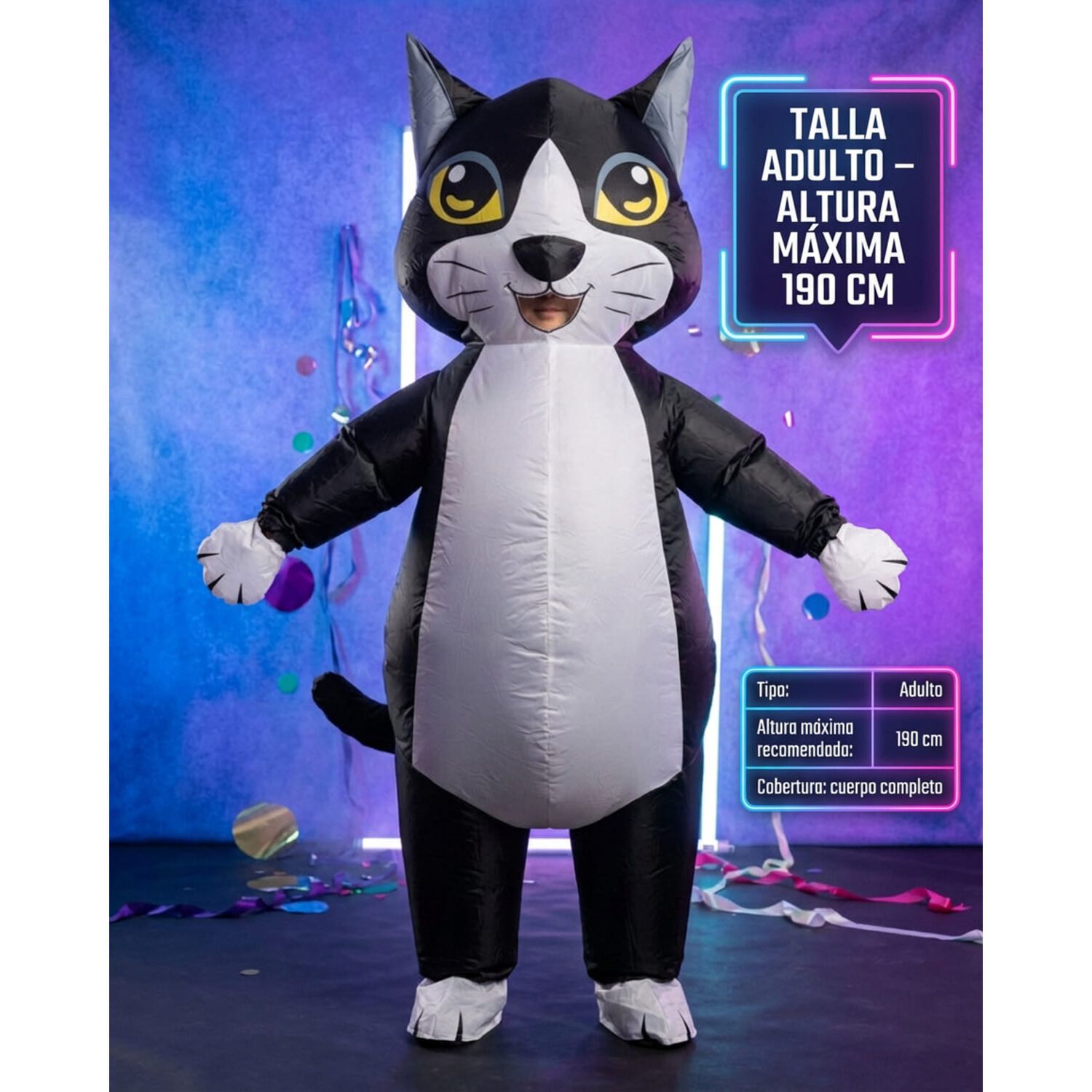 Disfraz Inflable De Gato Adulto Completo Halloween image number 7.0