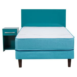 Cama Europea Mantahue Color / 1 Plaza / Base Normal  + Set De Maderas