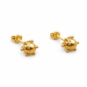 Aros Bolita Pistilo 8mm N5 Oro 18k Atornillados 2.30gr Mujer Hipoalerg&eacute;nicos