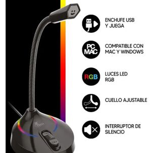 Xtech Micrófono Gamer Glisser Xts680 Usb Cuello Ganso Led Rgb Negro