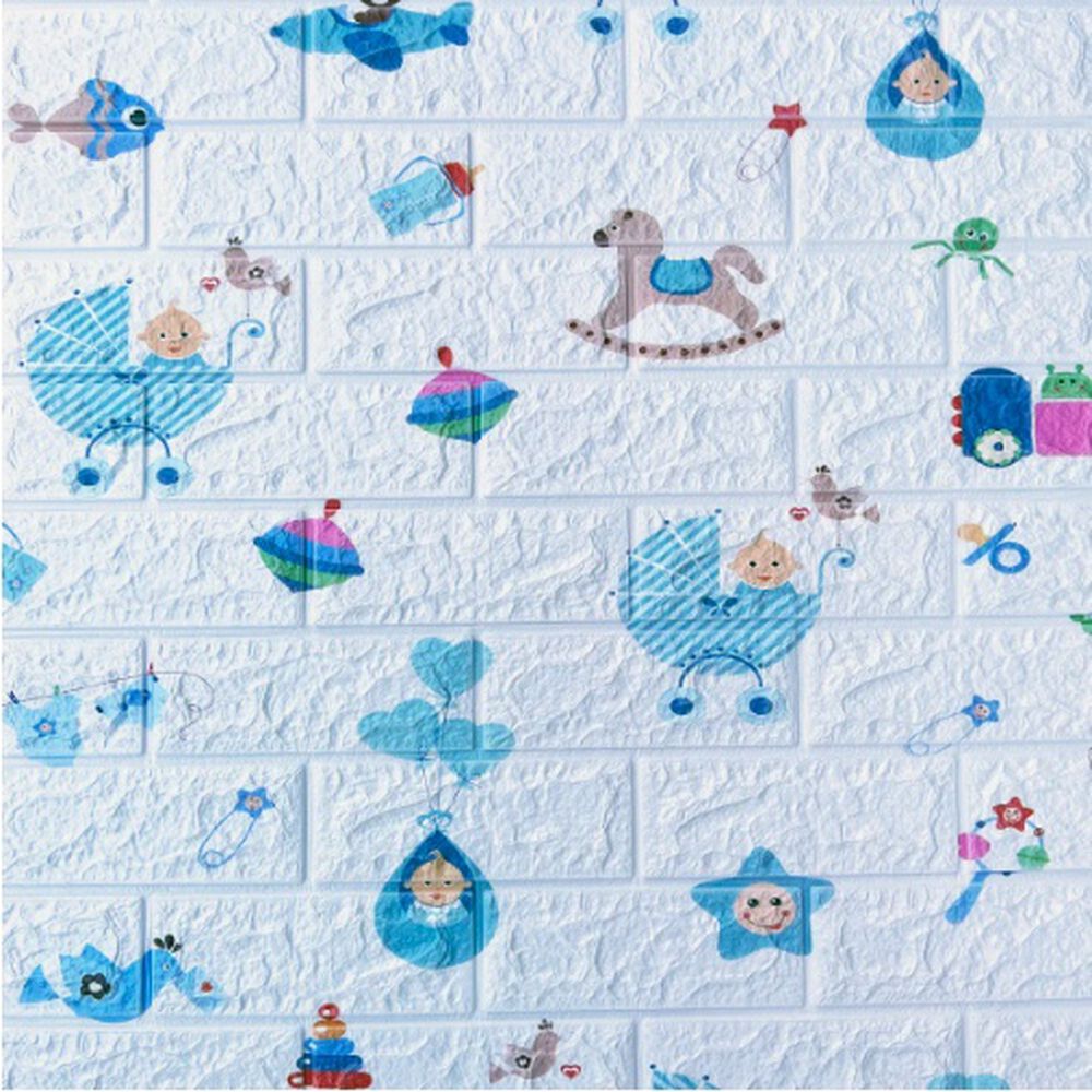 Pack 10 Lamina Papel Mural Autoadhesivo 3d Ladrillo Beb&eacute; image number 0.0