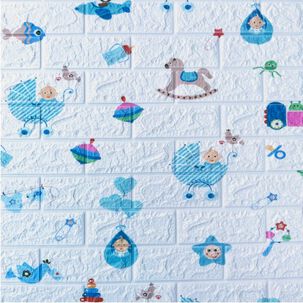 Pack 10 Lamina Papel Mural Autoadhesivo 3d Ladrillo Beb&eacute;